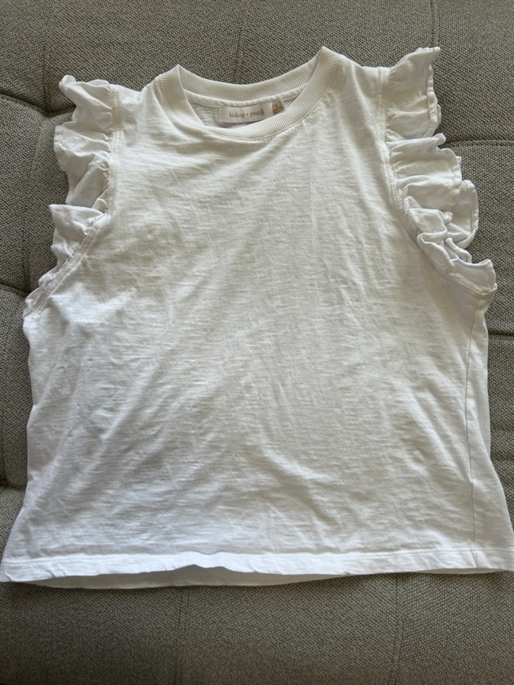 bishop + young White Ruffle Sleeve Muscle Tee